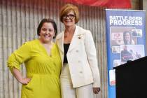 Battle Born Progress executive cirector Annette Magnus, left, with Congresswoman Susie Lee, D-N ...