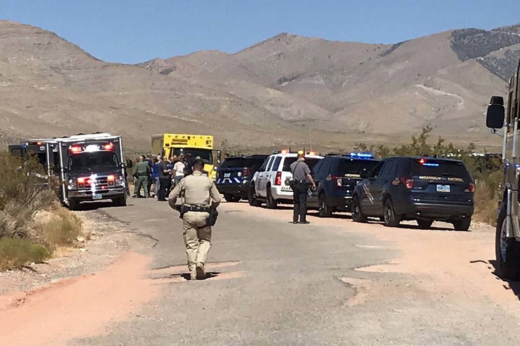 A hot air balloon crashed near Goodsprings, southwest of Las Vegas, Thursday morning, Sept. 12, ...