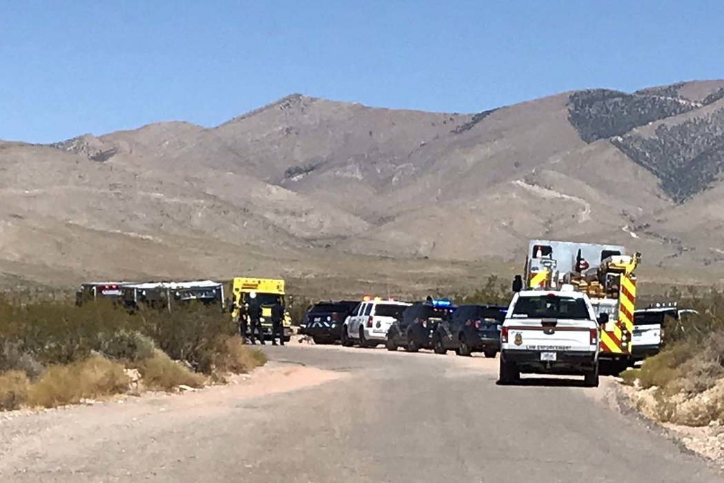 A hot air balloon crashed near Goodsprings, southwest of Las Vegas, Thursday morning, Sept. 12, ...