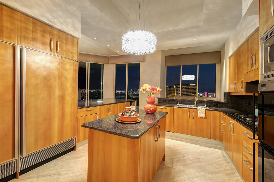 The kitchen in the Turnberry Place penthouse. (Berkshire Hathaway HomeServices)