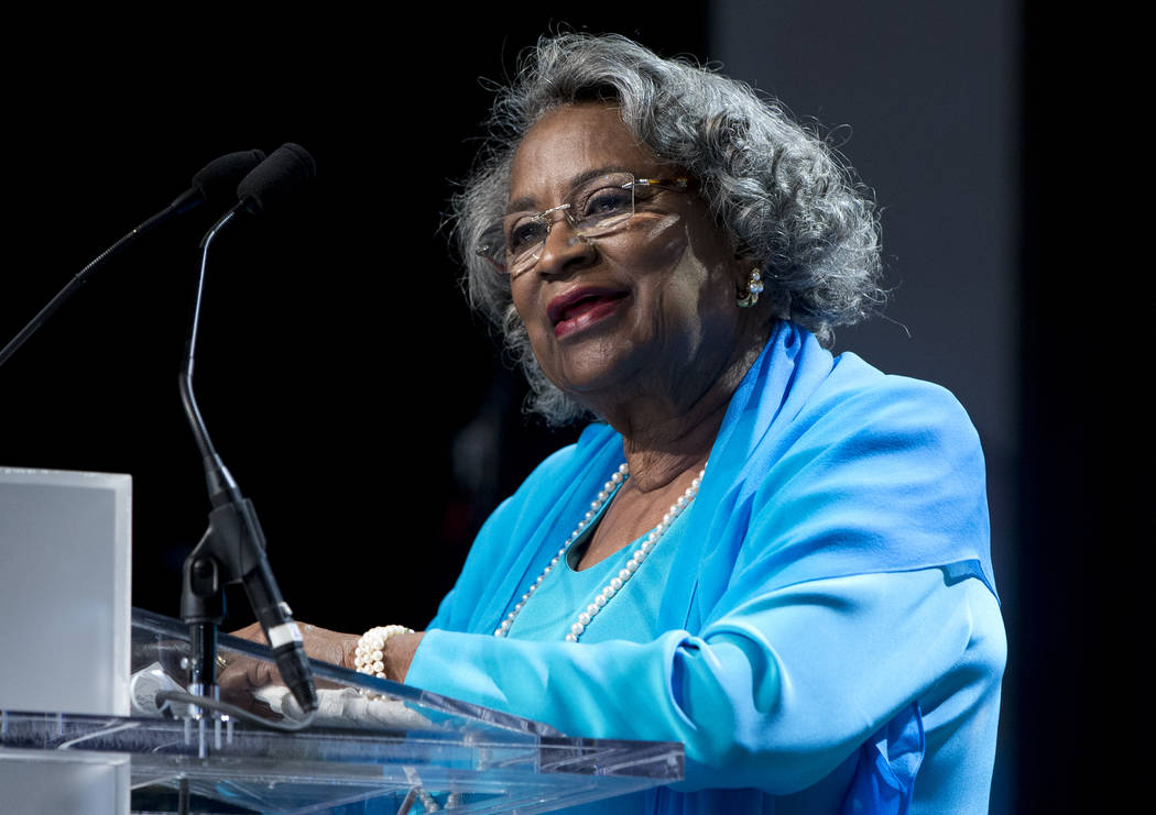 FILE - In this Saturday, Sept. 19, 2015 file photo, Civil rights activist Juanita Abernathy spe ...