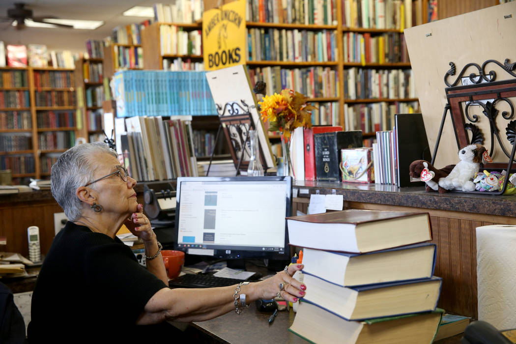 Myrna Donato, owner of Amber Unicorn Books at 2101 S. Decatur Blvd. in Las Vegas, Thursday, Sep ...