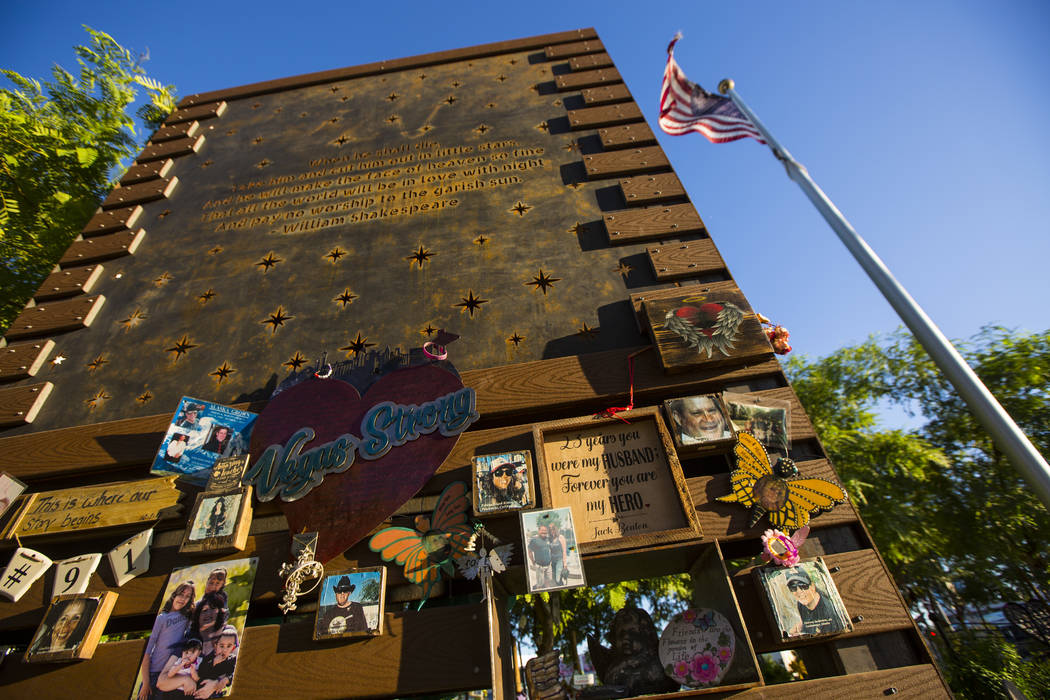 A wall featuring a quote from William Shakespeare at the Las Vegas Healing Garden in Las Vegas ...