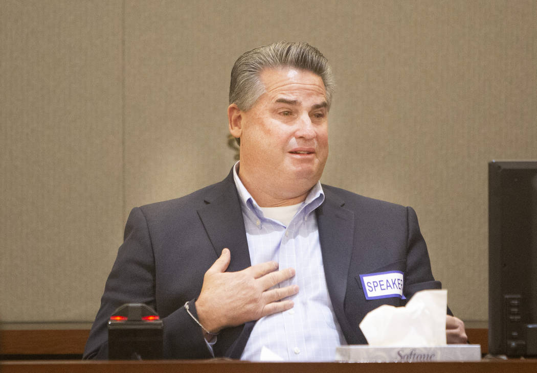 Retired Metro sergeant Steven Meriwether takes the stand during the sentencing of Alexander Bre ...