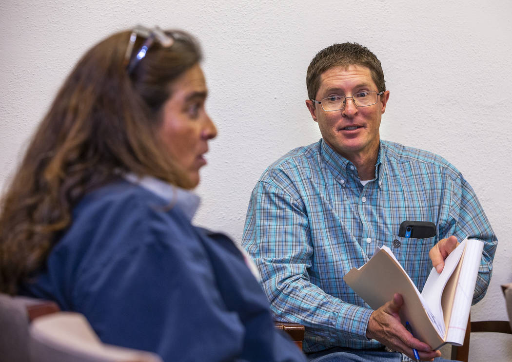 Planning and Building Department Manager Cory Lytle, right, addresses the Board of Lincoln Coun ...