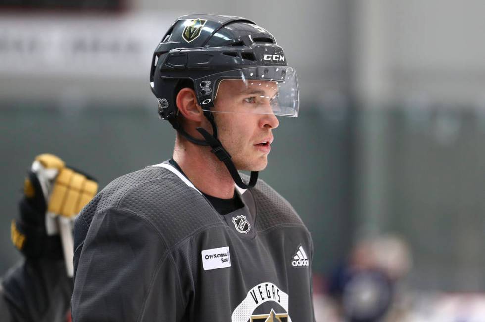 Vegas Golden Knights defenseman Brayden McNabb (3) on the ice during the NHL team's practice at ...