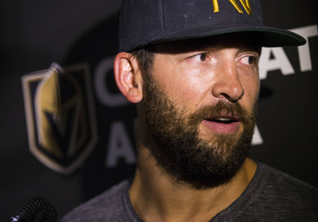 Golden Knights defenseman Deryk Engelland talks about his contract at City National Arena in La ...