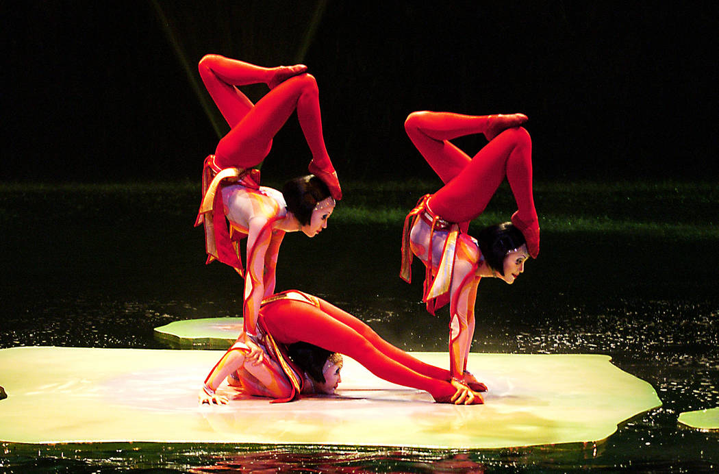 The Contortion act is shown in "O" at Bellagio, which has surpassed 10,000 performances on the ...