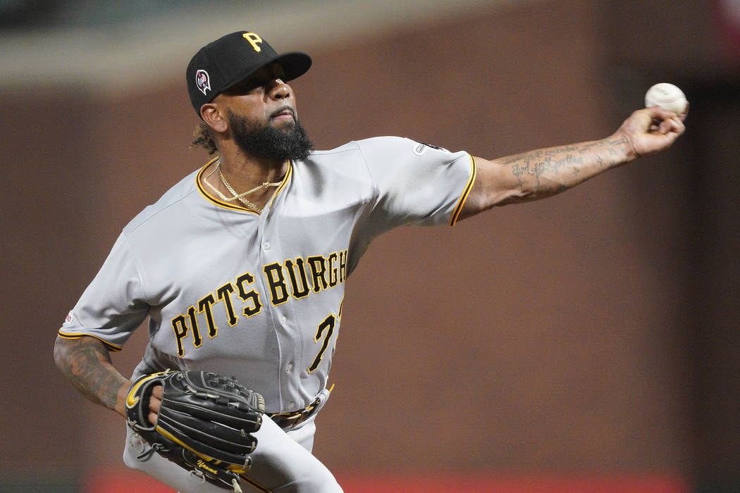 Pittsburgh Pirates pitcher Felipe Vazquez throws to a San Francisco Giants batter during the ni ...