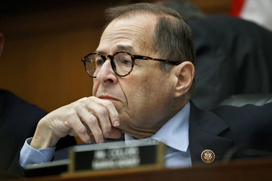 House Judiciary Committee chairman Rep. Jerrold Nadler of N.Y., listens as Corey Lewandowski, f ...