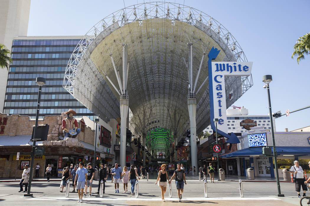 The Fremont Street Experience in Downtown Las Vegas, Thursday, Sept. 12, 2019. (Rachel Aston/La ...