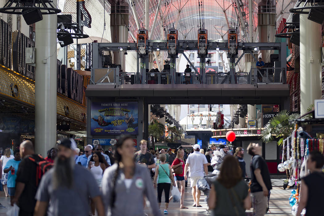 The Fremont Street Experience in Downtown Las Vegas, Thursday, Sept. 12, 2019. (Rachel Aston/La ...