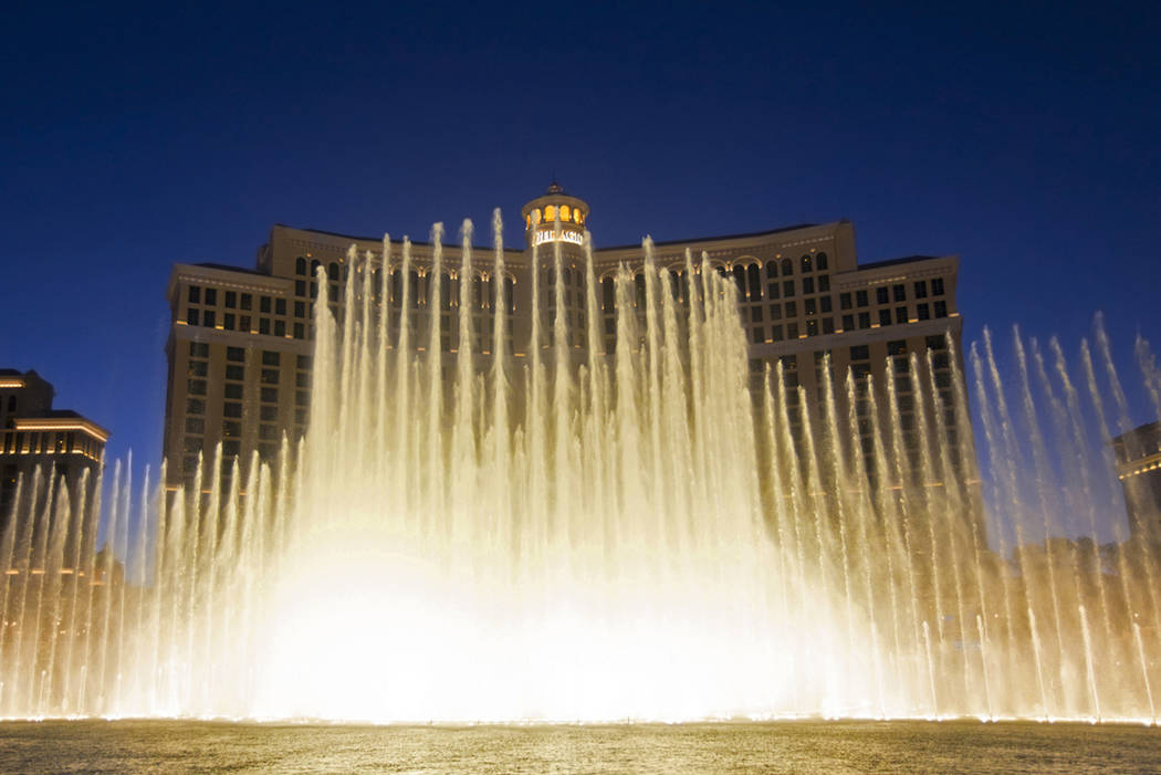 The Fountains of Bellagio show on Tuesday, Oct. 9, 2018, at Bellagio, in Las Vegas. Benjamin Ha ...