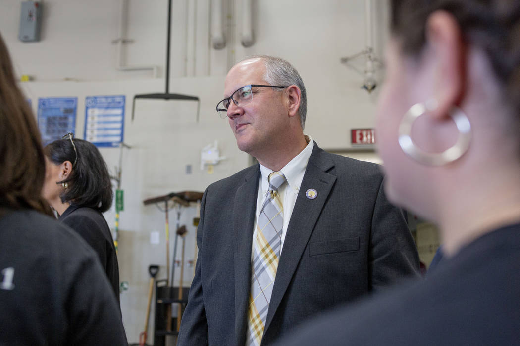Assistant U.S. Secretary of Education Scott Stump visits a welding class at East Career Technic ...