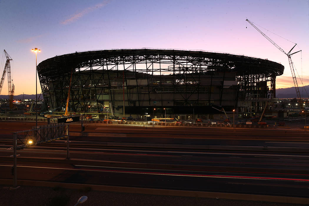 Allegiant Stadium during sunset in Las Vegas, Sept. 7, 2019. (Erik Verduzco/Las Vegas Review-Jo ...