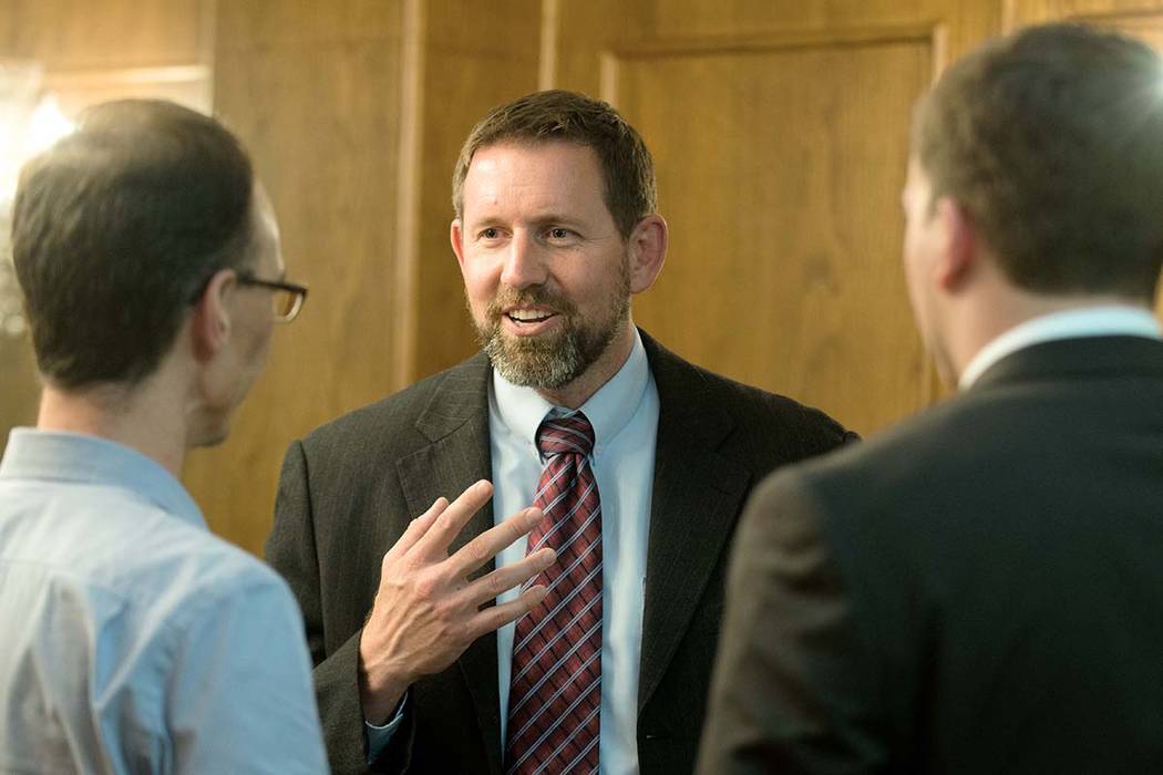 Lawrence VanDyke, center, shown Sept. 23, 2014, in Missoula, Mont., is a former solicitor gener ...