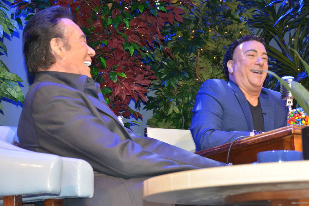 Wayne Newton and Frankie Scinta are shown during a taping of the pilot for "Here's Vegas" at Mo ...