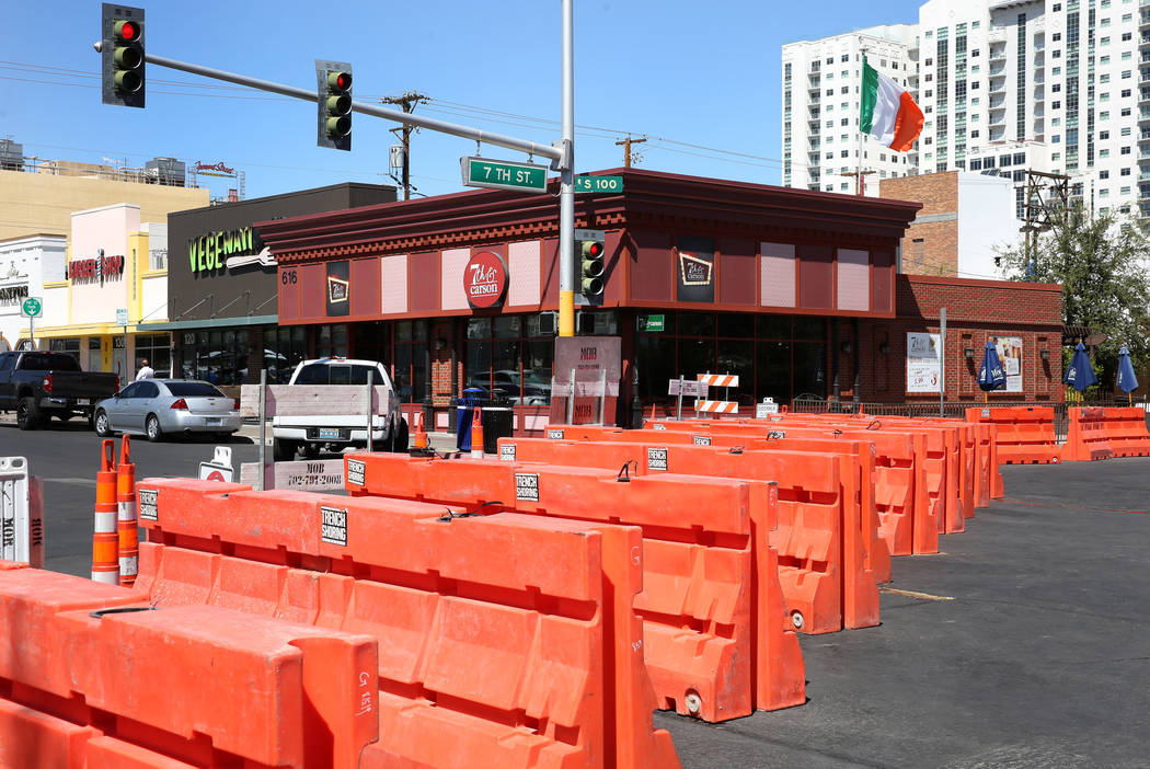 Carson Avenue next to Seventh and Carson restaurant is closed for pedestrian and motor vehicle ...