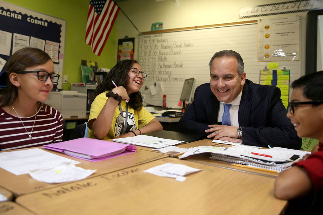 Clark County School Superintendent Dr. Jesus Jara visits MaryAnn Thomson's fifth-grade students ...