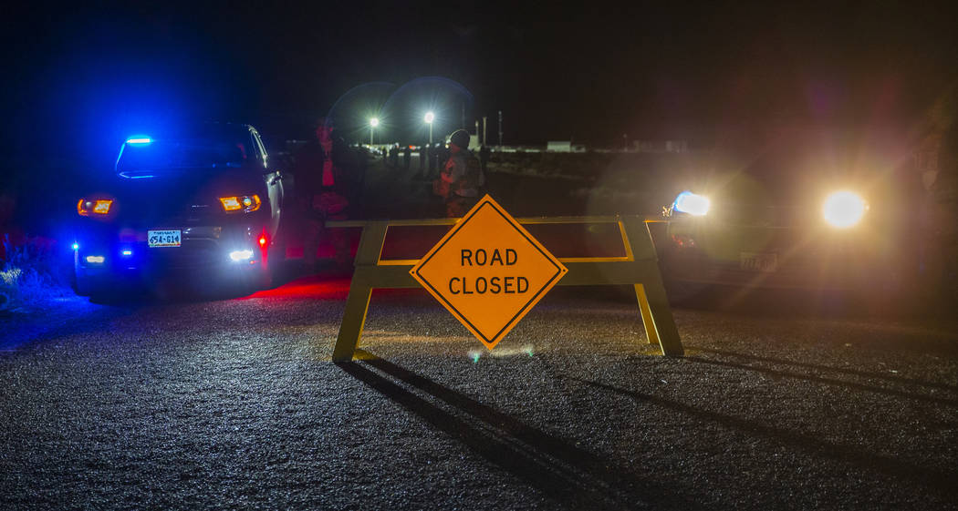 The road is blocked to traffic near the back gate of Area 51 as individuals arrive in homage to ...