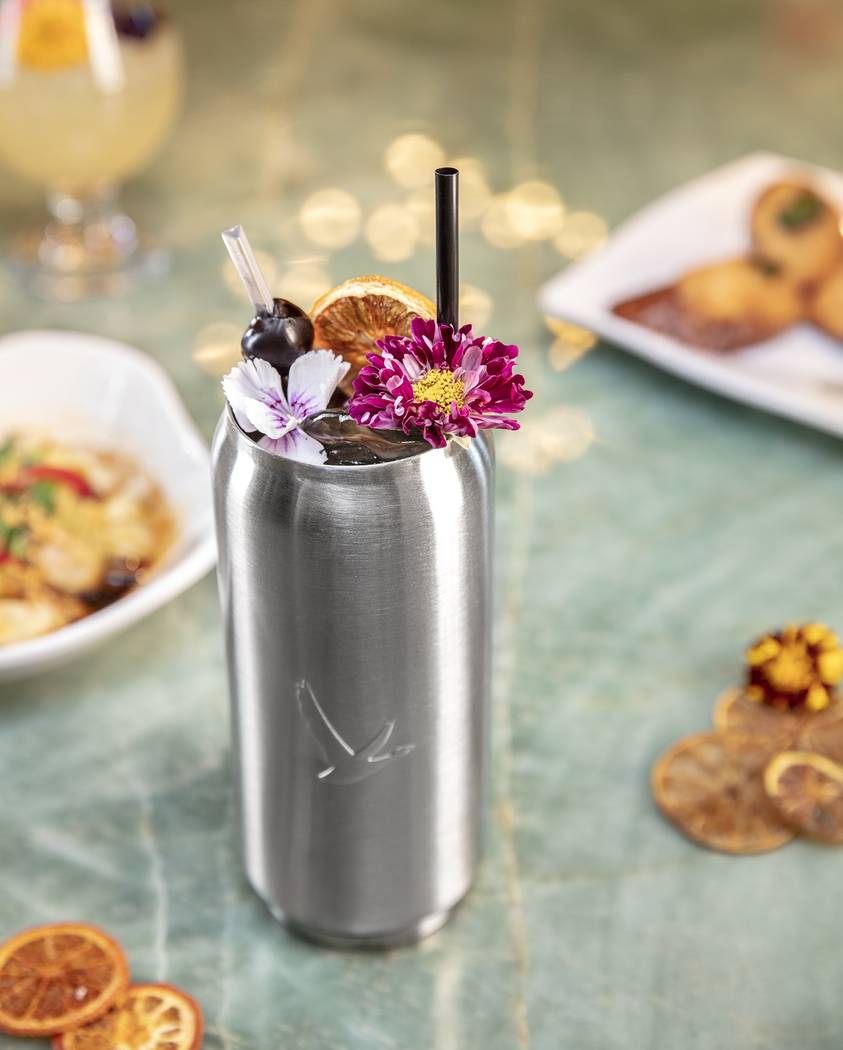 Tim Ho Wan’s Sakura cocktail is made with Grey Goose Cherry Noir, Orgeat, lemon juice and che ...