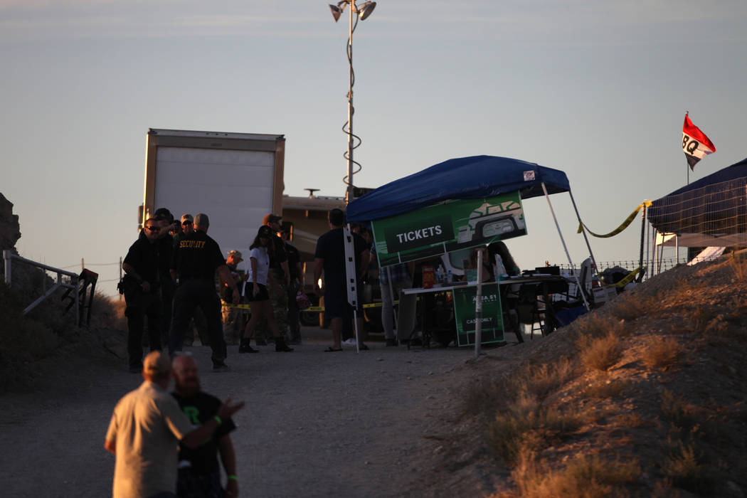 The ticket booth at the Alien Basecamp alien festival at the Alien Research Center in Hiko, Nev ...