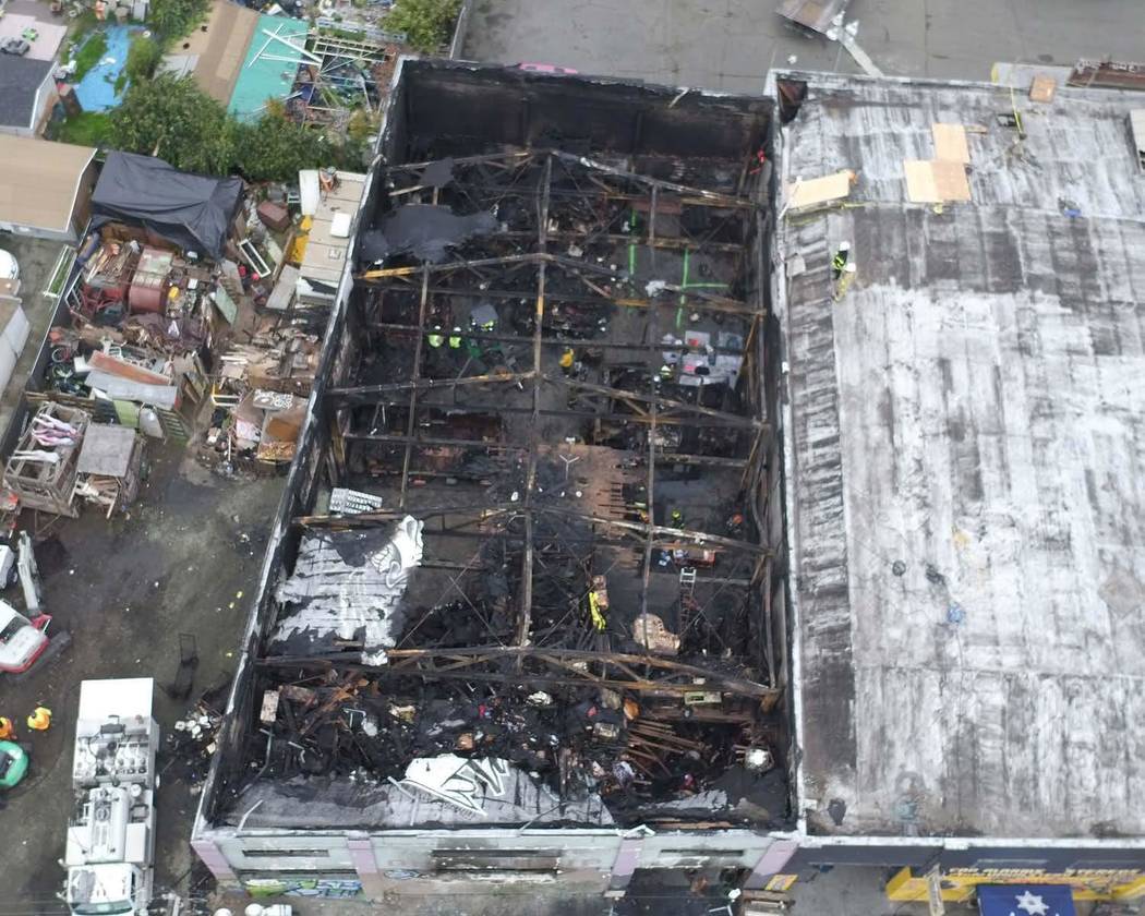 A Dec. 6, 2016, file photo provided by the City of Oakland shows inside the burned warehouse af ...