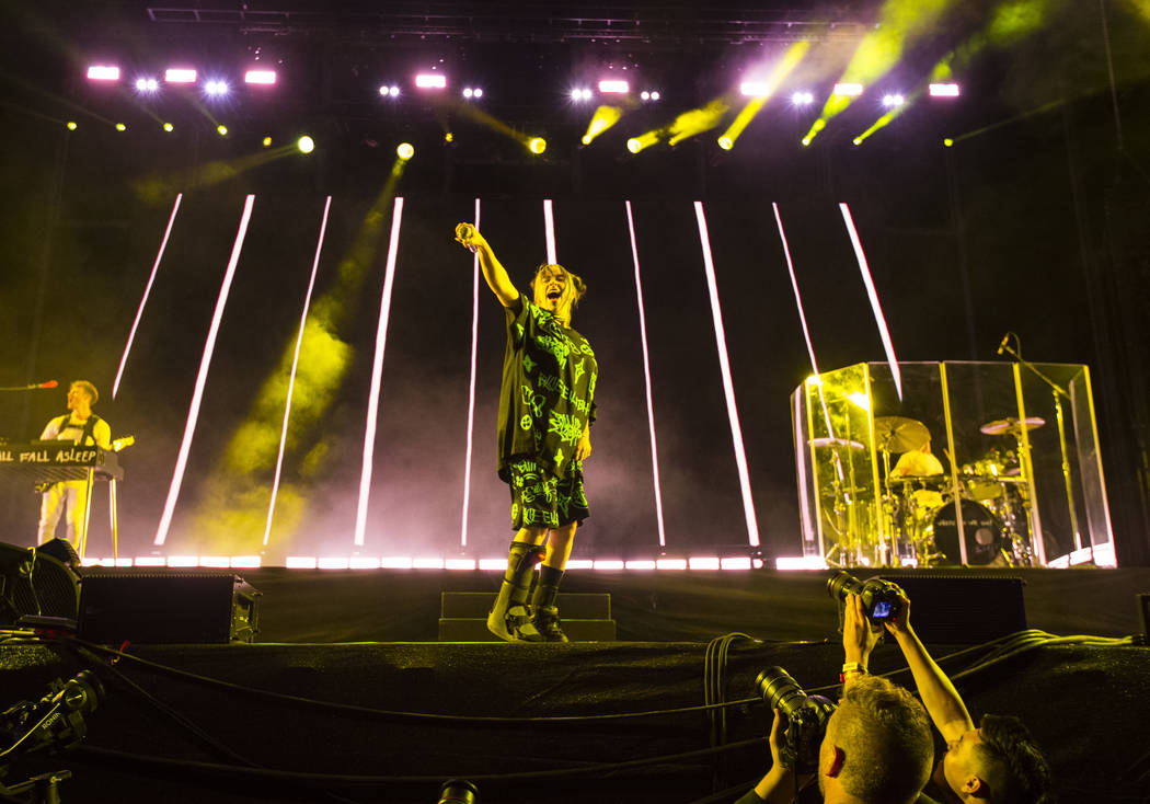 Billie Eilish performs at the downtown stage during the first day of the Life is Beautiful fest ...