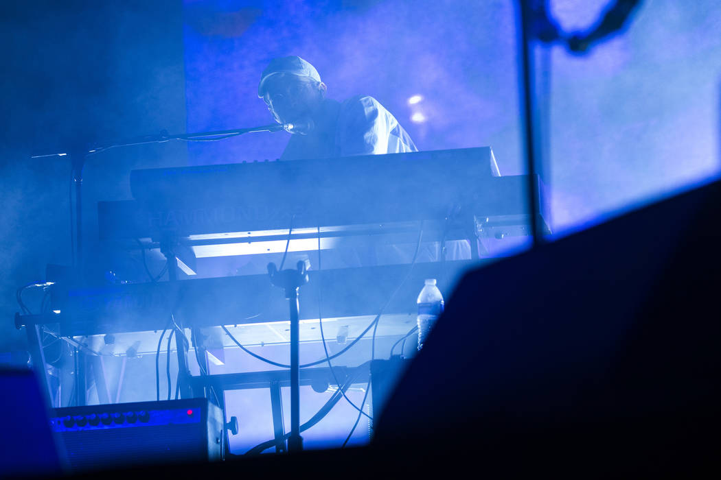 Kyle O'Quin, of Portugal. The Man, performs at the Bacardi stage during the first day of the Li ...