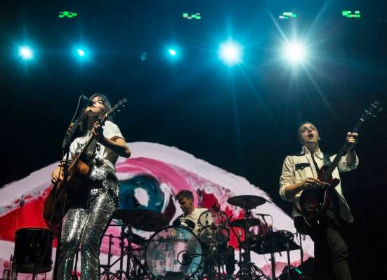 Of Monsters and Men perform on the Downtown Stage during the second day of Life is Beautiful on ...