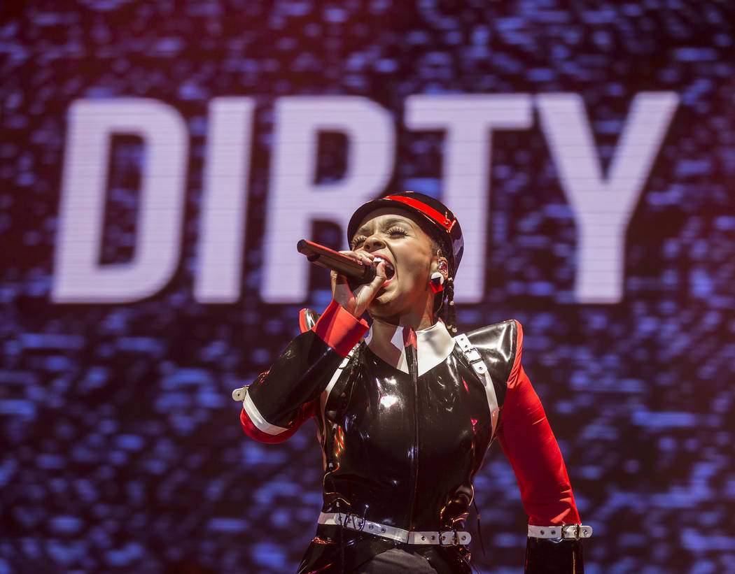 Janelle Monáe performs on the Bacardi Stage during the second day of Life is Beautiful on ...