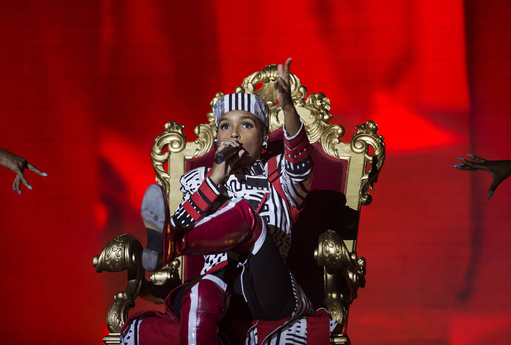 Janelle Monáe performs on the Bacardi Stage during the second day of Life is Beautiful on ...