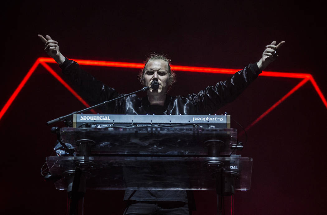 Rufus Du Sol front man Tyrone Lindqvist performs on the Bacardi Stage during the second day of ...