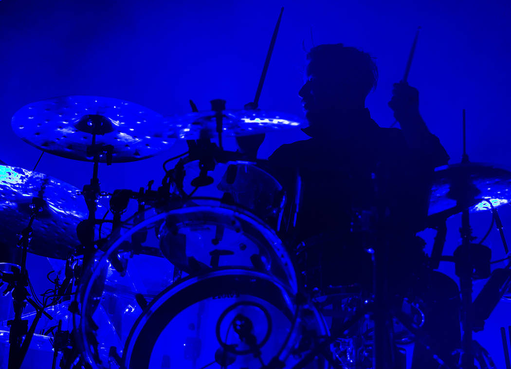 Rufus Du Sol drummer James Hunt performs on the Bacardi Stage during the second day of Life is ...