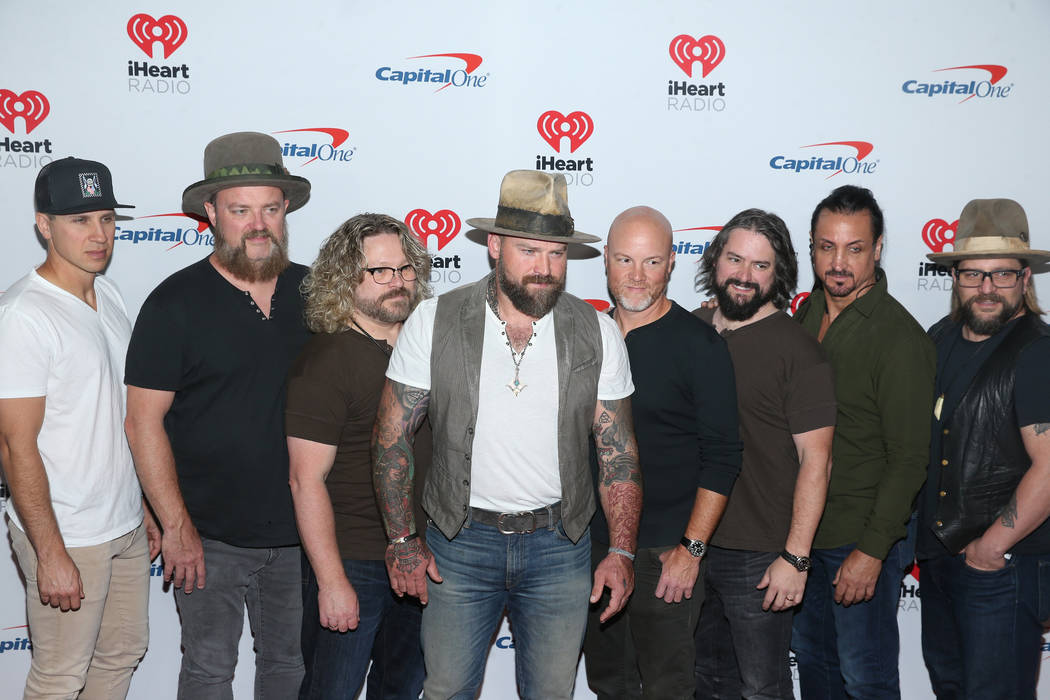Zac Brown Band pose on the iHeartRadio red carpet at T-Mobile Arena in Las Vegas, Saturday, Sep ...
