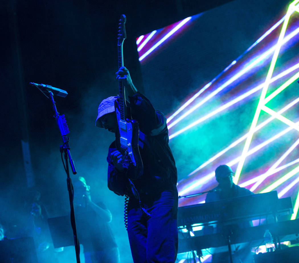 John Gourley, of Portugal. The Man, performs at the Bacardi stage during the first day of the L ...