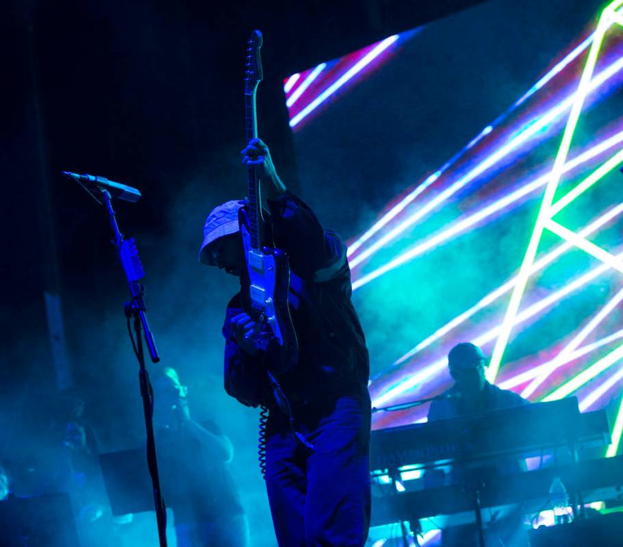 John Gourley, of Portugal. The Man, performs at the Bacardi stage during the first day of the L ...