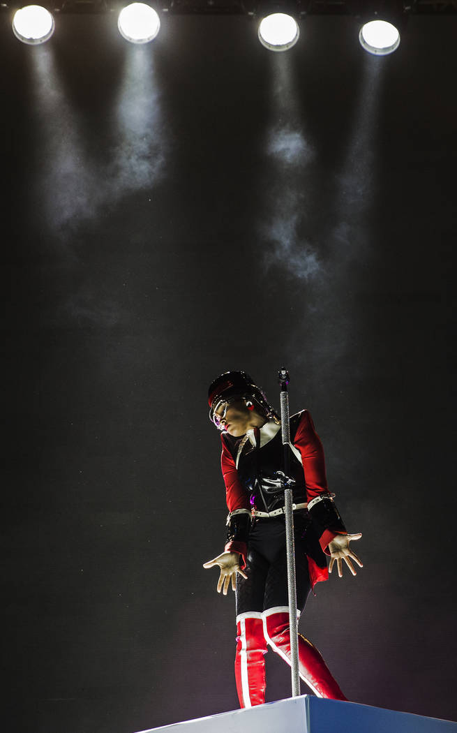 Janelle Monáe performs on the Bacardi Stage during the second day of Life is Beautiful on ...