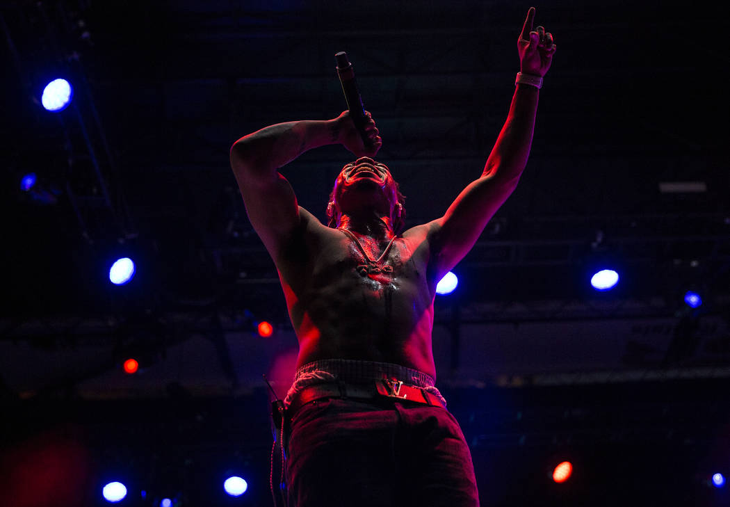 Taylor Bennett, brother of Chance the Rapper, performs on the Huntridge Stage during the second ...