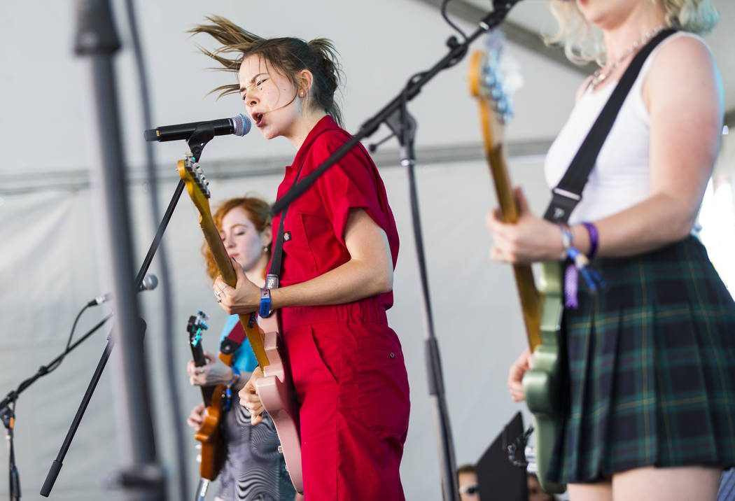 Lydia Night, of The Regrettes, performs at the Toyota Music Den during day 2 of the Life is Bea ...