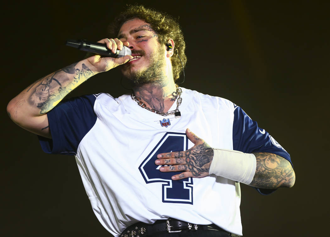 Post Malone performs at the downtown stage during day 3 of the Life is Beautiful festival in do ...