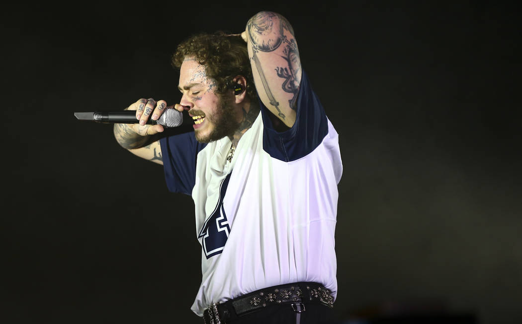 Post Malone performs at the downtown stage during day 3 of the Life is Beautiful festival in do ...