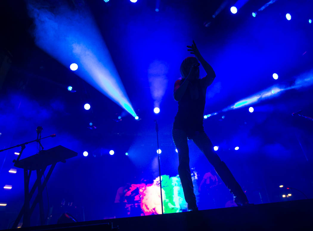 Sarah Barthel, of Phantogram, performs at the Huntridge stage during day 3 of the Life is Beaut ...