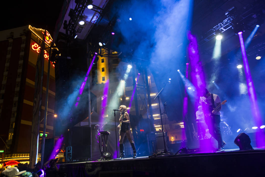 Phantogram performs at the Huntridge stage during day 3 of the Life is Beautiful festival in do ...