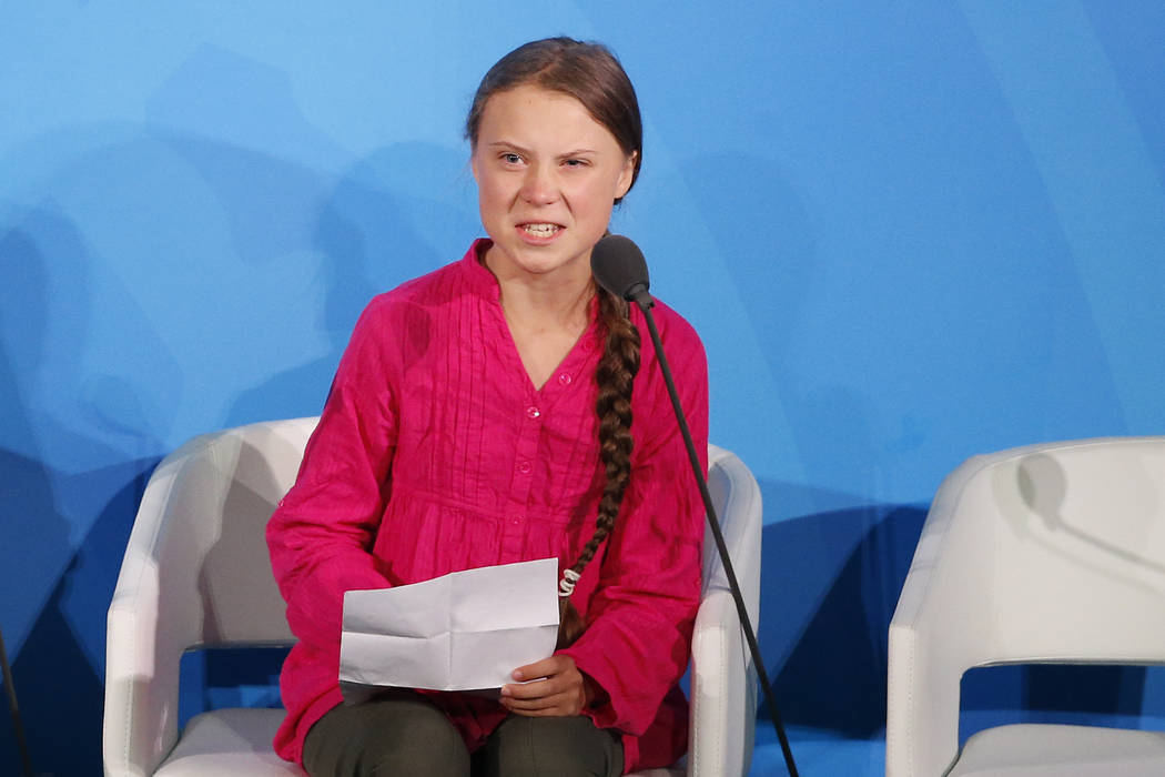 Environmental activist Greta Thunberg, of Sweden, addresses the Climate Action Summit in the Un ...