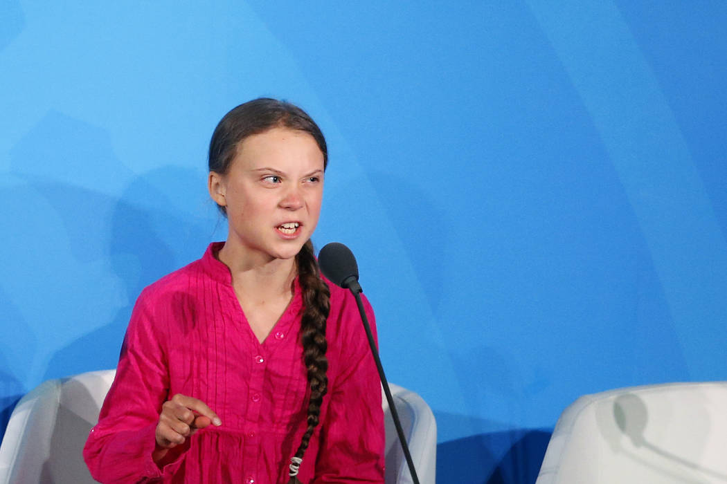 Environmental activist Greta Thunberg, of Sweden, addresses the Climate Action Summit in the Un ...