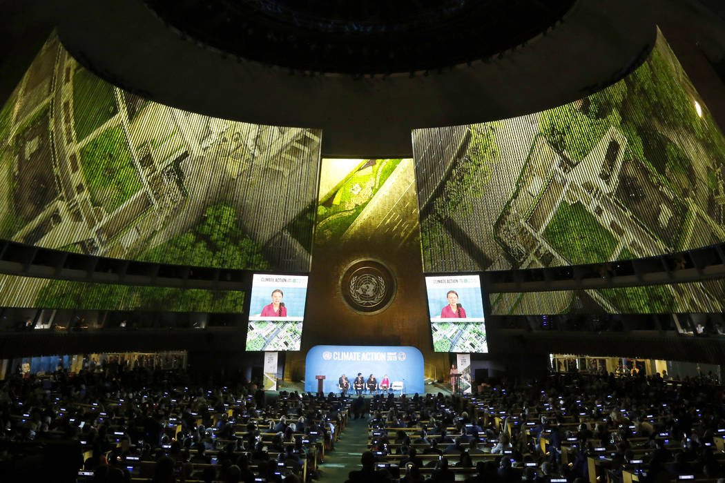 Environmental activist Greta Thunberg, of Sweden, addresses the Climate Action Summit in the Un ...