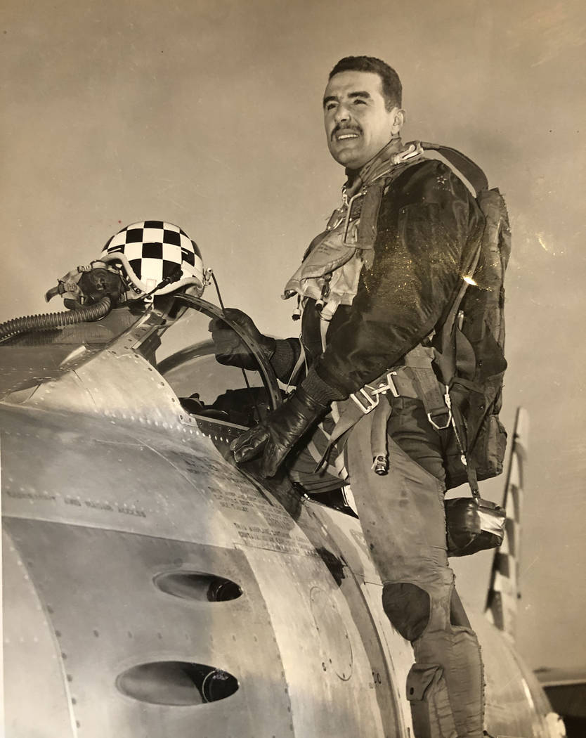 This 1953 photo shows Hank Buttelmann in his F-86 Sabre while serving in the Korean War. Buttel ...