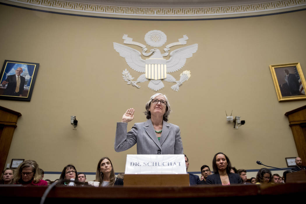 CDC Principal Deputy Secretary Dr Anne Schuchat is sworn in as she appears before a House Overs ...