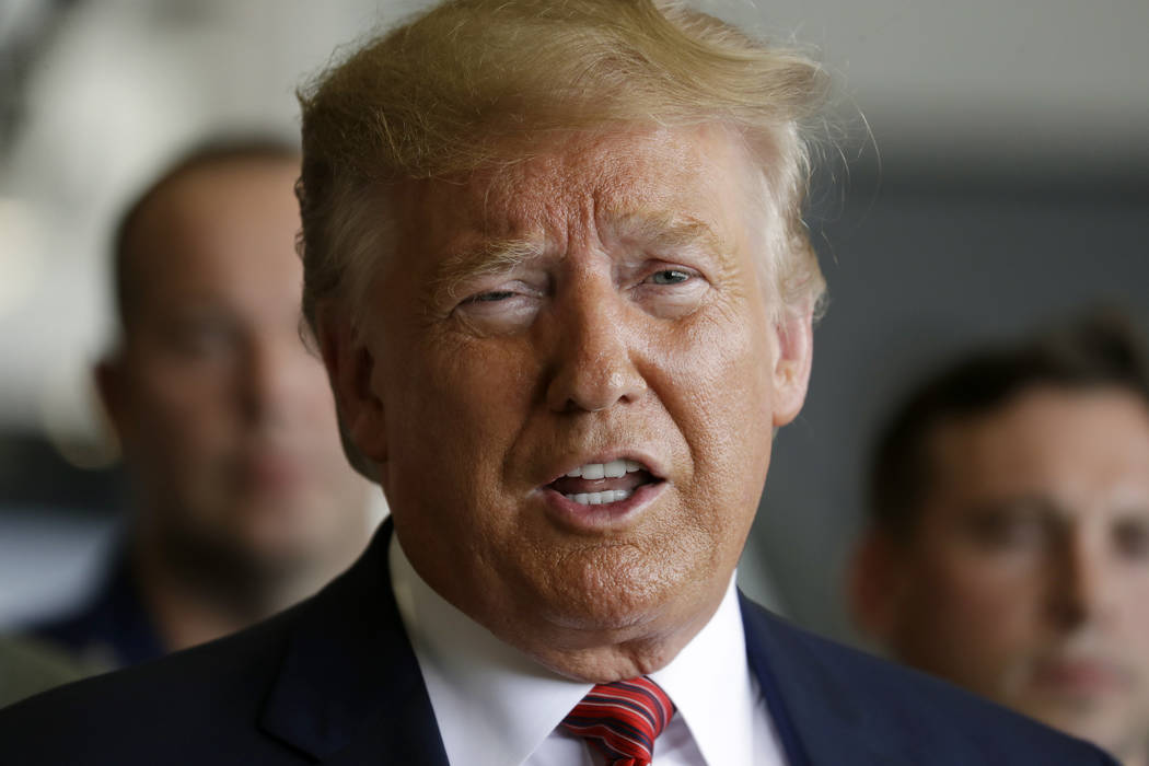 FILE - In this Sunday, Sept. 22, 2019, file photo, President Donald Trump speaks at a news conf ...